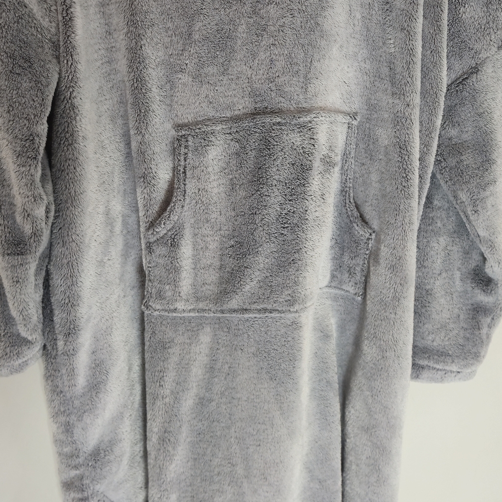 Denver Hayes Size XXL Grey Velour Plush Hooded Night Shirt Sleepwear Cozy PJ - Picture 5 of 9